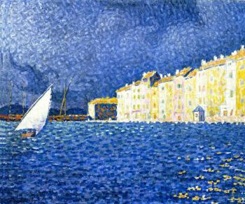 (image for) Handmade oil painting Copy paintings of famous artists Paul Signac's painting, The Storm, Saint-Tropez